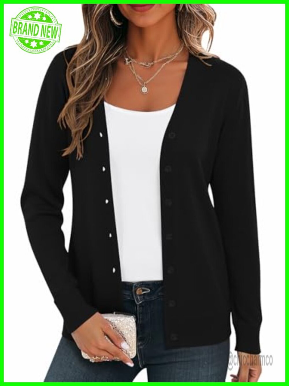 Open Front Long Sleeve Button Down Knit Cardigan Sweater Soft Outwear